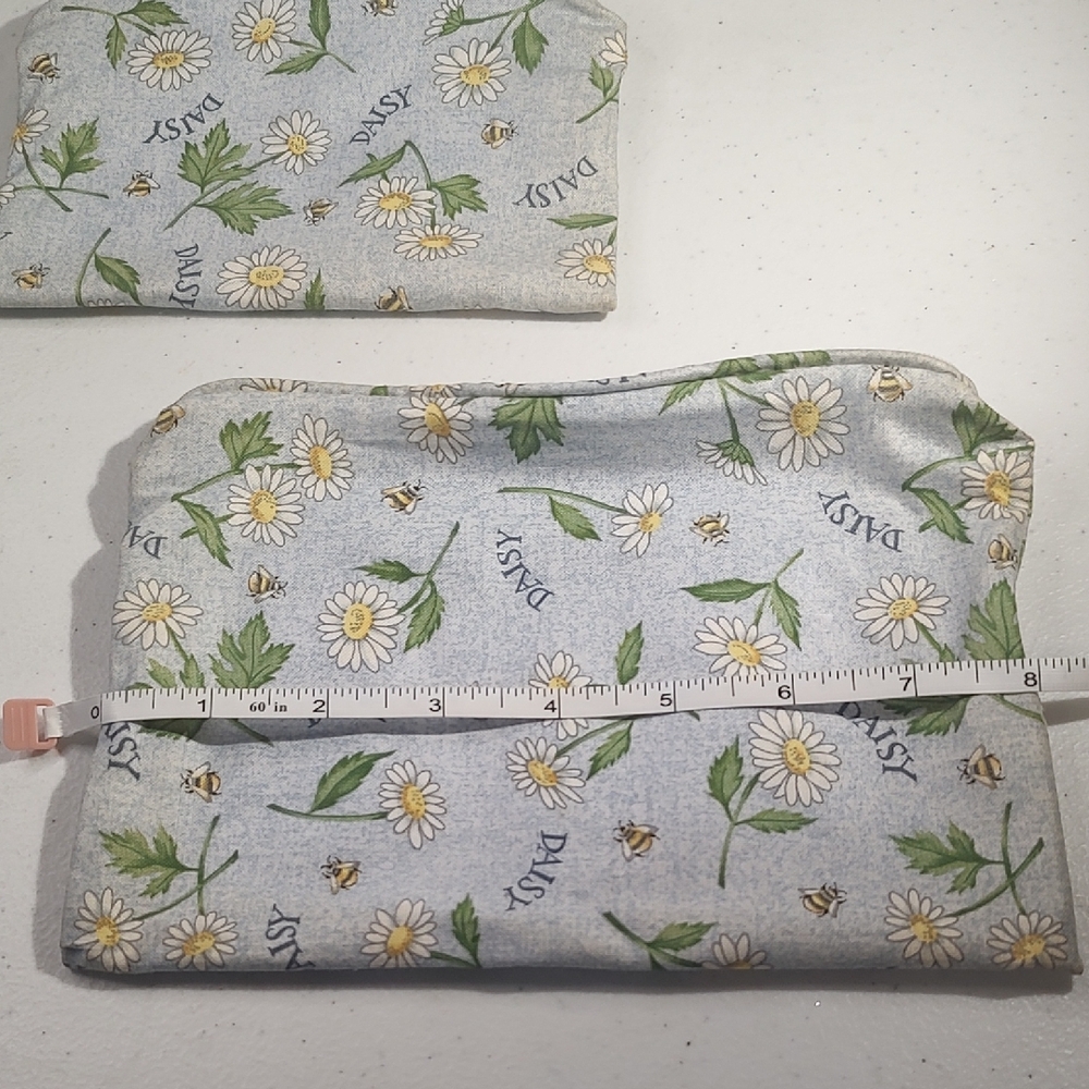 Longaberger Set Of 3 Make Up/Cosmetic Bags In Daisy Fabric - Picture 6 of 11